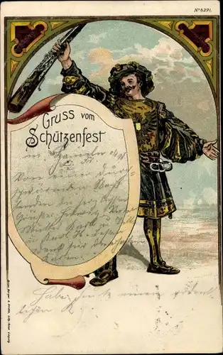 Litho Schützenfest, Schütze, Gewehr