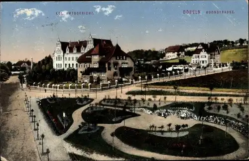 Ak Döbeln in Mittelsachsen, Roonstraße, Amtsgericht, Park