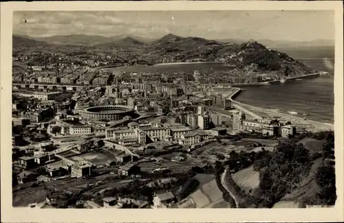 Ak Donostia San Sebastian Baskenland, Gesamtansicht vom Monte Ulia aus