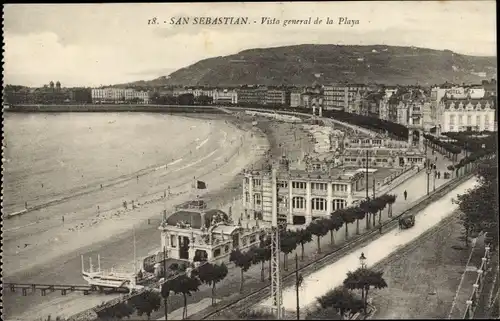 Ak Donostia San Sebastian Baskenland, Strand, Bucht