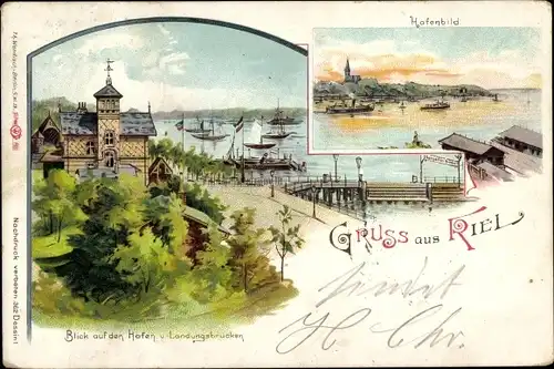 Litho Kiel, Hafen, Landungsbrücken