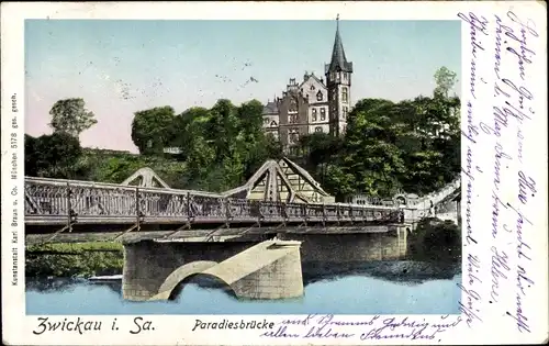 Golden Windows Leuchtfenster Ak Zwickau in Sachsen, Paradiesbrücke