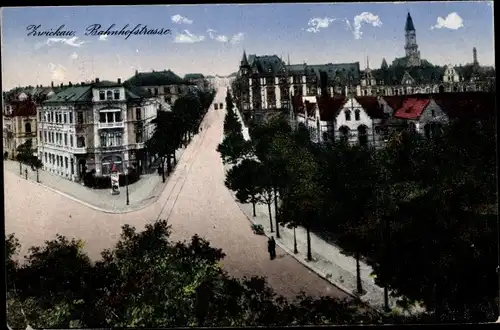 Ak Zwickau in Sachsen, Bahnhofstraße, Litfaßsäule