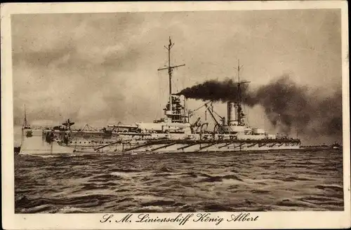 Ak Deutsches Kriegsschiff SM Linienschiff König Albert, Kaiserliche Marine