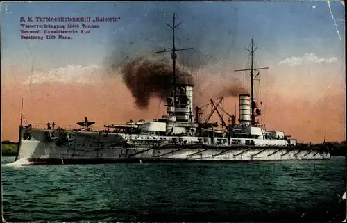 Ak Deutsches Kriegsschiff, SM Turbinenlinienschiff Kaiserin, Kaiserliche Marine