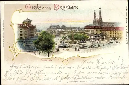 Litho Dresden, Postplatz, Sophienkirche