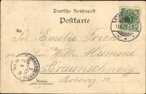 Litho Magdeburg an der Elbe, Dom, Gesamtansicht, Brücke