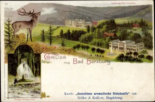 Ak Bad Harzburg am Harz, Harzburger Hof und Kurhaus, Hirsch