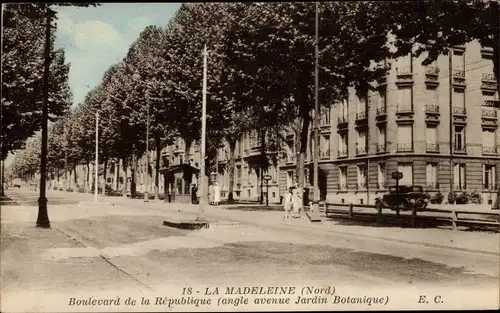 Ak La Madeleine North, Boulevard de la République, Botanischer Garten Angle Avenue