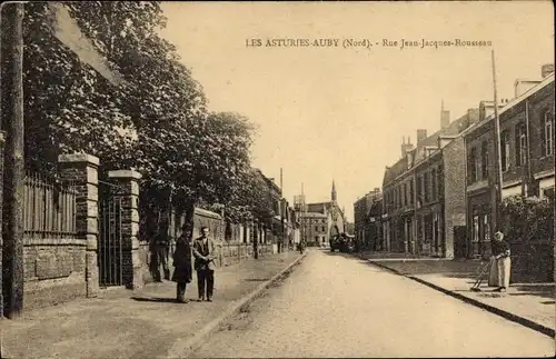 Ak Auby North, Rue Jean Jacques Rousseau