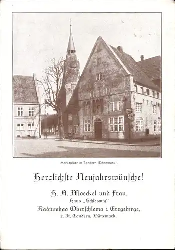 Ak Tønder Tondern Dänemark, Glückwunsch Neujahr, Marktplatz