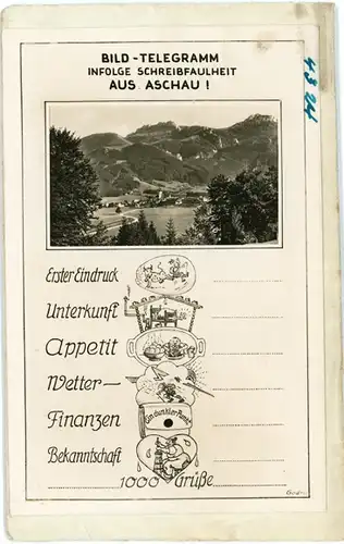 5 Glas Negative Aschau im Chiemgau Oberbayern, Telegramm, Gebirge, Gesamtansicht