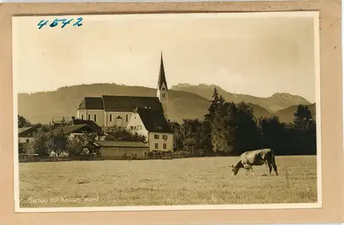 8 Glas Negative Bernau am Chiemsee, Zaun, Kirche, Dorf