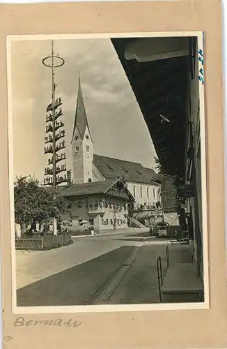 8 Glas Negative Bernau am Chiemsee, Zaun, Kirche, Dorf