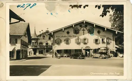 6 Glas Negative Oberammergau in Oberbayern, Bildtelegramm, Alpen, Dorfansicht