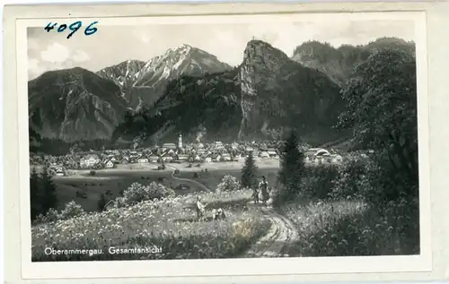 6 Glas Negative Oberammergau in Oberbayern, Bildtelegramm, Alpen, Dorfansicht