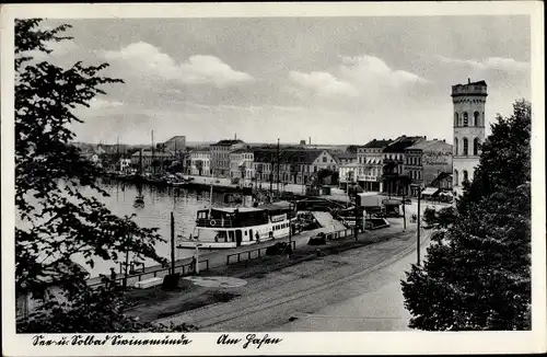 Ak Świnoujście Swinemünde Pommern, Hafenpartie