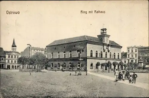 Ak Ostrów Wielkopolski Ostrow Poznań Posen, Ring, Rathaus