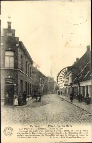 Ak Herseaux Herseeuw Mouscron Wallonien Hennegau, Place, rue du Ham