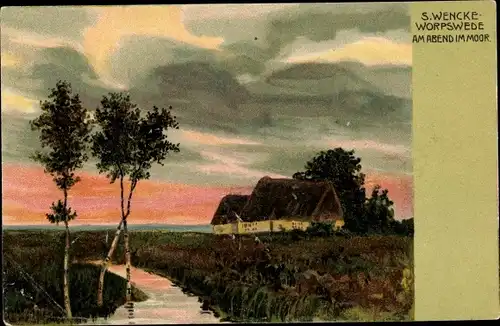 Künstler Ak Wencke, S., Worpswede in Niedersachsen, Am Abend im Moor