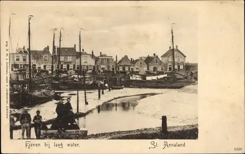 Ak Sint Annaland Zeeland Niederlande, Haven bij laag water