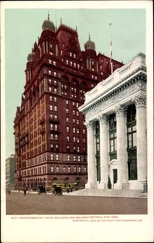 Ak New York City USA, Knickerbocker Hotel Trust Building, Waldorf Astoria