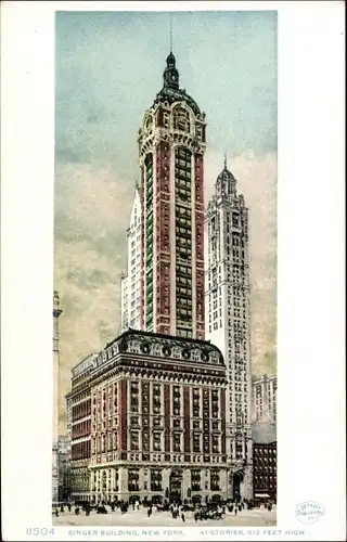 Ak New York City USA, Singer-Gebäude