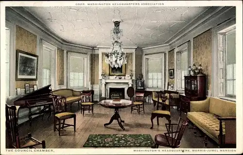 Ak New York City USA, Morris-Jumel Mansion, Hauptquartier in Washington, Ratssaal