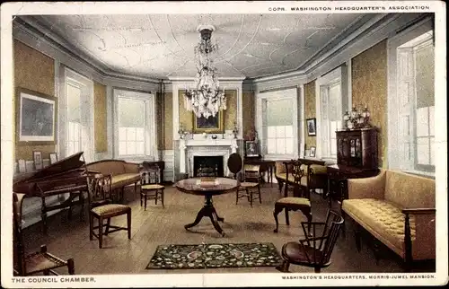 Ak New York City USA, Morris-Jumel Mansion, Hauptquartier in Washington, Ratssaal