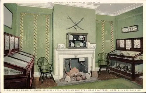 Ak New York City USA, Morris-Jumel Mansion, Hauptquartier in Washington, Wachraum