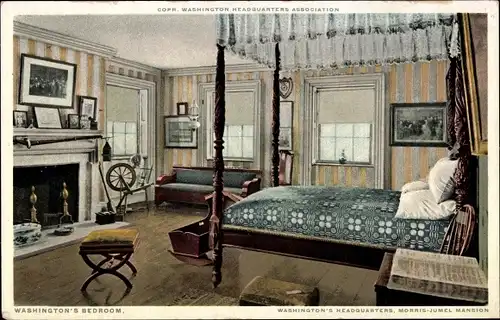 Ak New York City USA, Morris-Jumel Mansion, Washington Headquarters, Washingtons Schlafzimmer