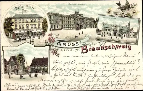 Litho Braunschweig in Niedersachsen, Bella Vista, Residenzschloss, Burgplatz, Dankwarderode