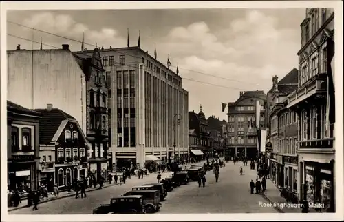 Ak Recklinghausen im Ruhrgebiet, Markt, Geschäft Franz Ortner