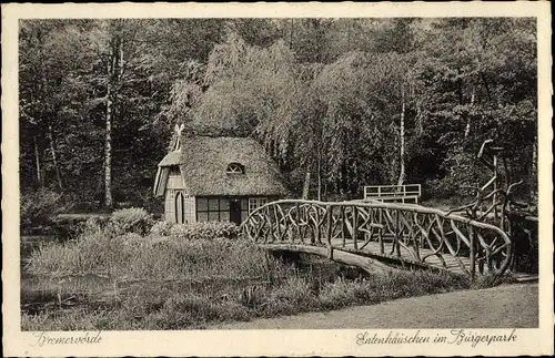 Ak Bremervörde in Niedersachsen, Bürgerpark, Entenhäuschen