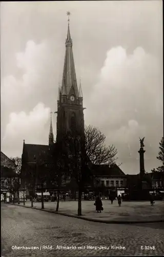 Ak Oberhausen im Ruhrgebiet, Altmarkt, Herz Jesu Kirche