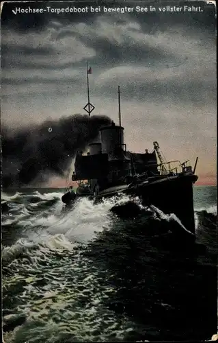 Ak Deutsches Kriegsschiff, Hochseetorpedoboot bei bewegter See in voller Fahrt