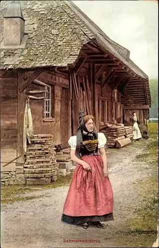 Ak Trachten Schwarzwald, Schwarzwälderin in Tracht