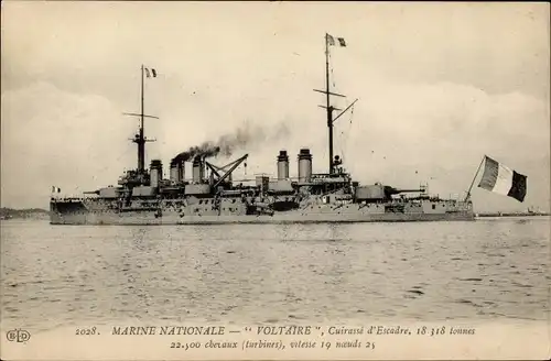 Ak Französisches Kriegsschiff Voltaire, Französische Marine
