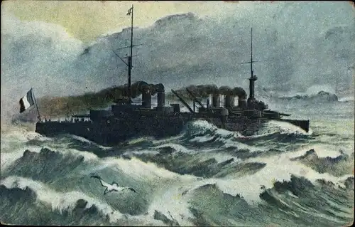 Ak Französisches Kriegsschiff, Französische Marine