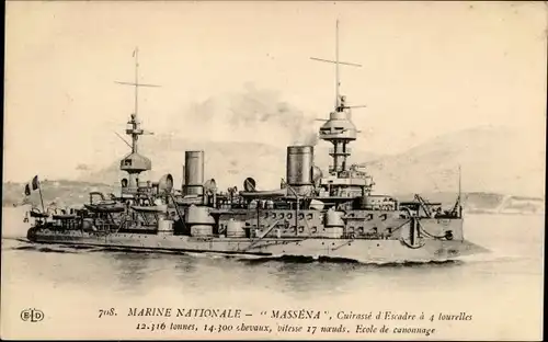 Ak Französisches Kriegsschiff Massena, Französische Marine