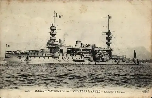 Ak Französisches Kriegsschiff Charles Martel, Französische Marine