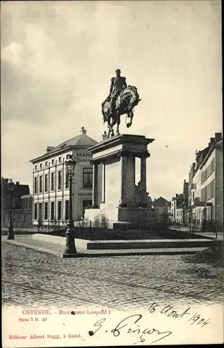 Ak Oostende Ostende Westflandern, Monument Leopold I.