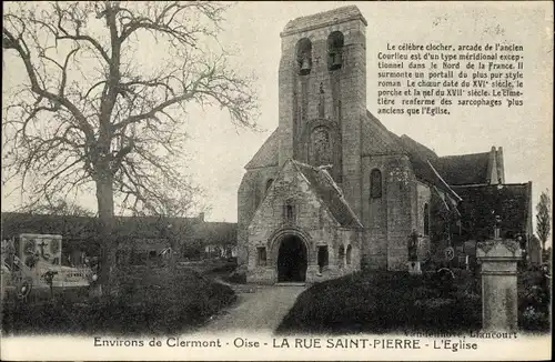 Ak Clermont Oise, Rue Saint Pierre, Kirche