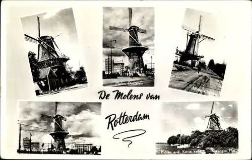 Ak Rotterdam Südholland Niederlande, Windmühlen