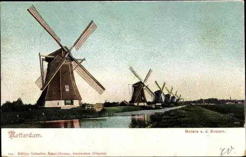 Ak Rotterdam Südholland Niederlande, Molens a. d. Boezem