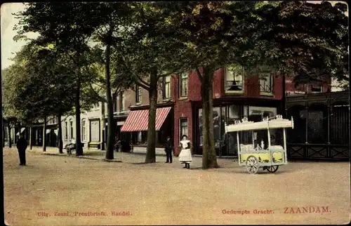 Ak Zaandam Zaanstad Nordholland, Gedempte Gracht, Verkaufswagen