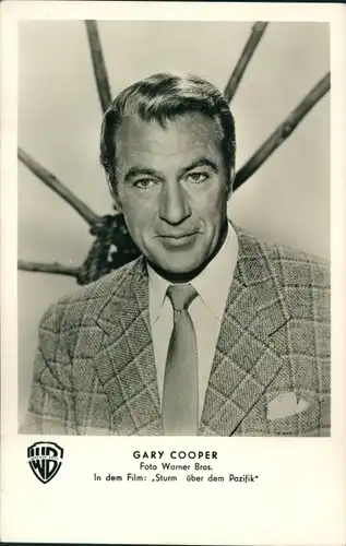 Ak Schauspieler Gary Cooper, Portrait, Sturm über dem Pazifik, Warner Bros