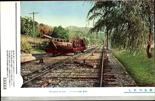 Ak Kyoto Präfektur Kyoto Japan, Bahnschienen, Japanische Bahn, Bäume