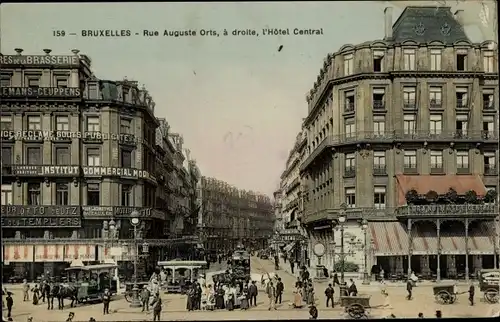 Ak Bruxelles Brüssel, Rue Auguste Orts, Hotel Central