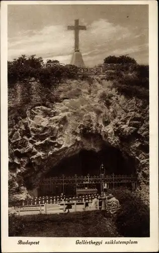 Ak Budapest Ungarn, Gellertberg, Sziklatemplom